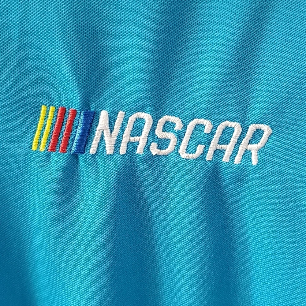 Nike Nascar Men's Teal Polo Shirt with Nascar Logo. Sz L